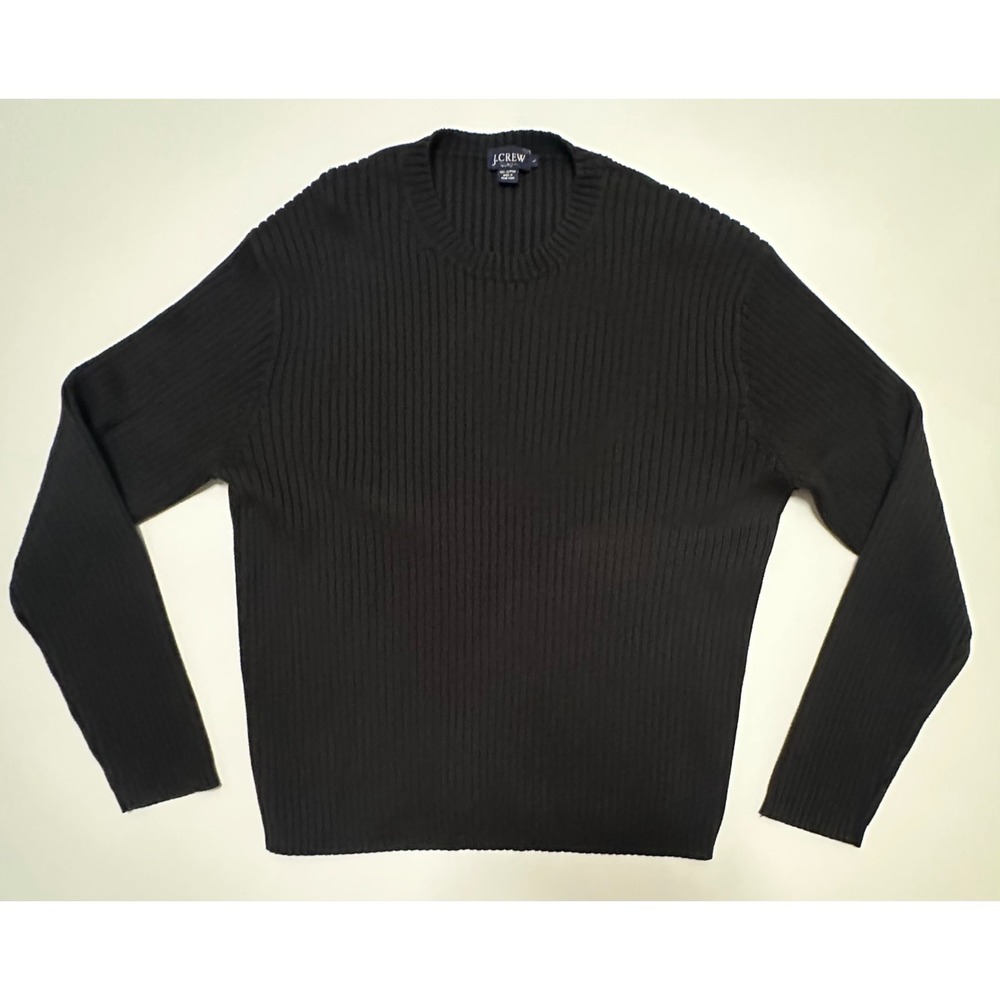 J.Crew Vintage Ribbed Cotton Crewneck Sweater Black Large Sony Pictures Studios